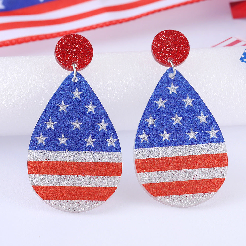 Wholesale Independence Day American flag heart star pendant earrings