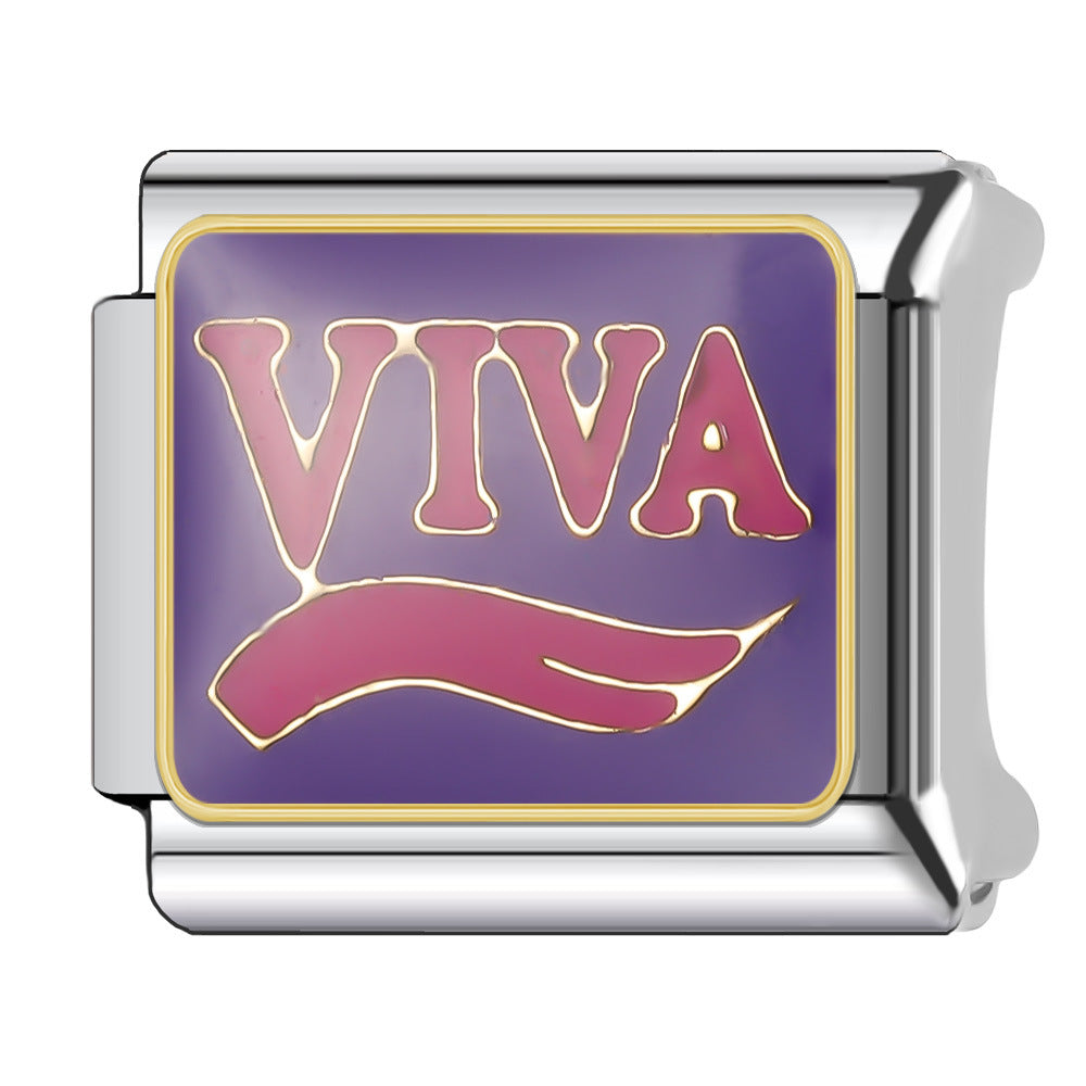 Wholesale Italian Charm Bracelet 9mm DIY Splicing English Series Stainless Steel Composable Bracelet