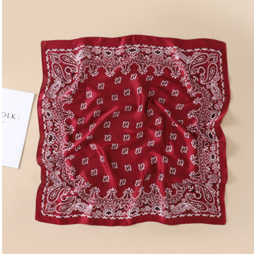 Wholesale Black and White Cashew Flower Silk  Scarf