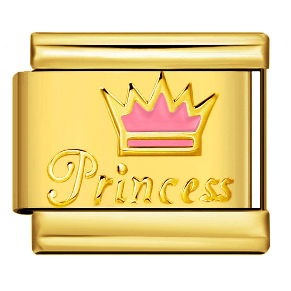 Wholesale Italian Charm Bracelet 9mm DIY Colorful Enamel Crown Series  Creative Stainless Steel Composable Bracelet