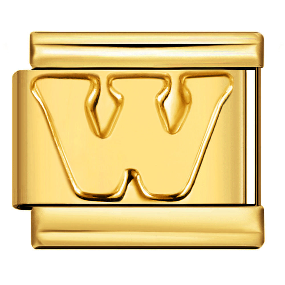 Wholesale Gold Plated Stainless Steel Concave Letter Modular Bracelet - DIY Jewelry Accessory for Boutique Resale