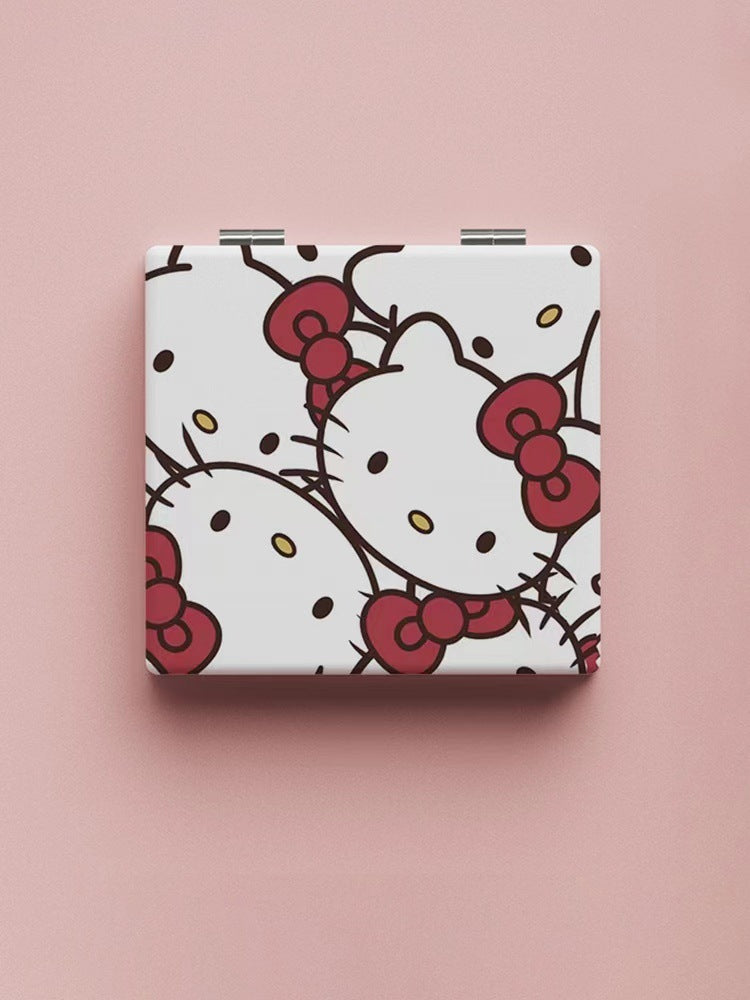 Wholesale Cartoon Double-sided Mirror PU Leather Portable Folding Small Mirror ACCVIP-MR-Haic003
