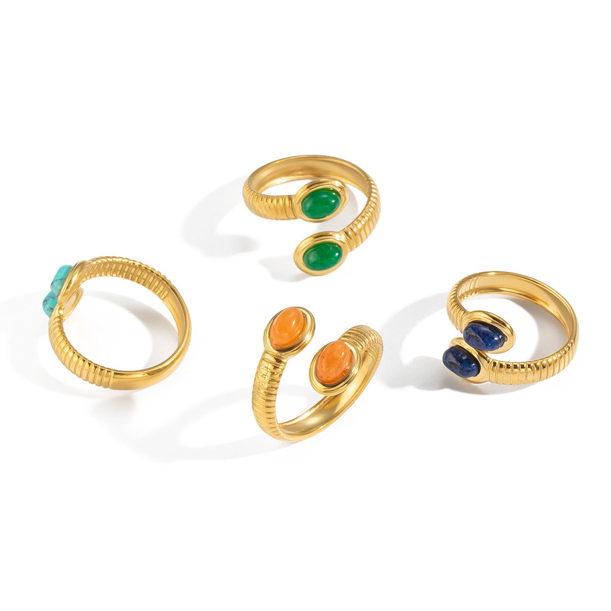 Wholesale French Style Ins Retro Open-Ended Ring with Lapis Blue and Turquoise,  Fashion Jewelry Accessory for Gift