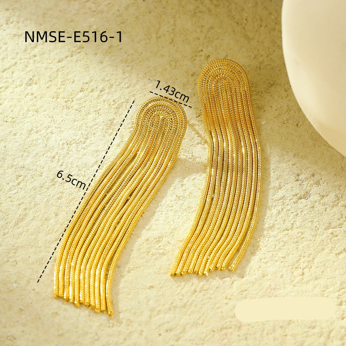 Wholesale plated 18K gold long stainless steel tassel earrings