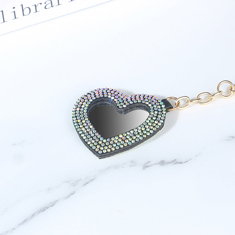 Wholesale Cute Diamond Small Heart Mirror Keychains ACC-KC-RuiJie004