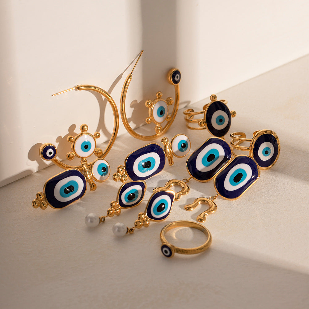 Wholesale Blue Eye Pendant Ethnic Style Devil Eye Earrings Rings ACC-RS-WanXing006 ACC-RS-WanXing006