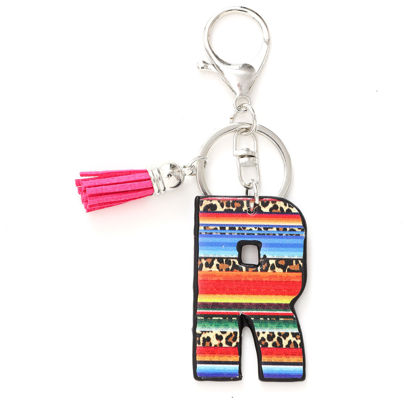 Wholesale Western Style Aztec Leopard Leather Letter Tassel Keychain ACC-KC-YTian009