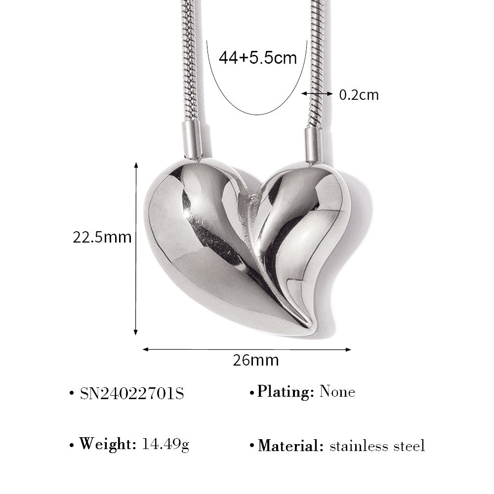 Wholesale Heart-shaped Titanium Steel Necklace Sweater Chain ACC-NE-Mingl004