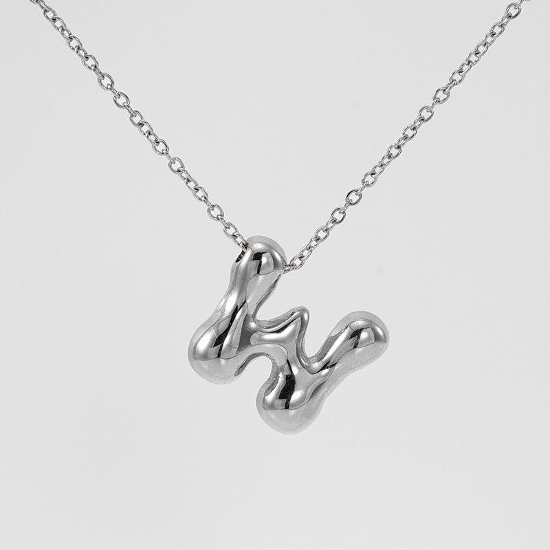 Wholesale  titanium steel smooth bubble letter necklace