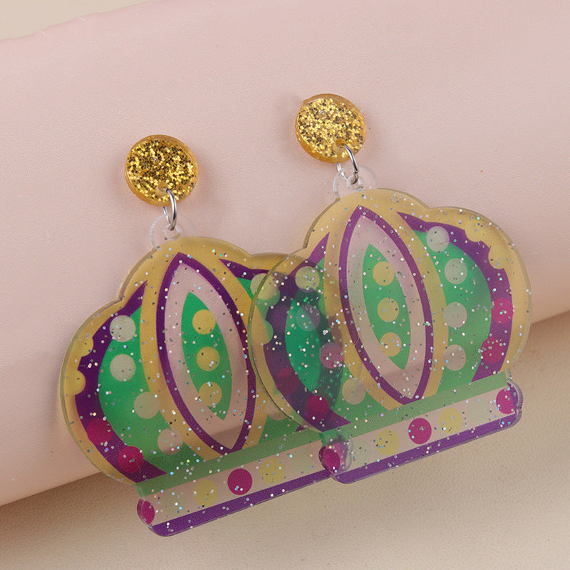 Wholesale Bohemian Mardi Gras Acrylic Earrings tassel Earrings