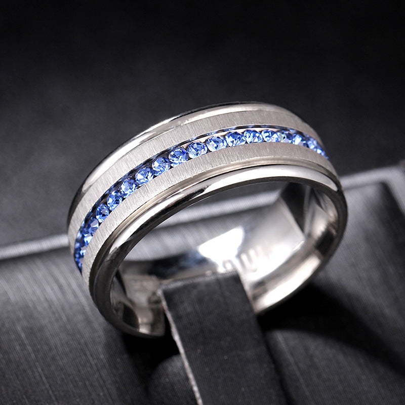 Wholesale Titanium Steel Blue Diamond Ring Pinky Ring Men's Rings ACC-RS-GouYa006