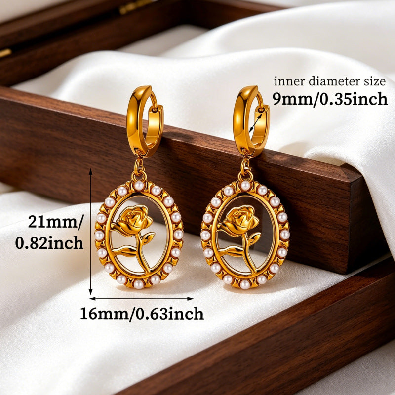 Wholesale 304 Stainless Steel Vacuum Plated Flower Earrings Fashion Jewelry Accessory for Women