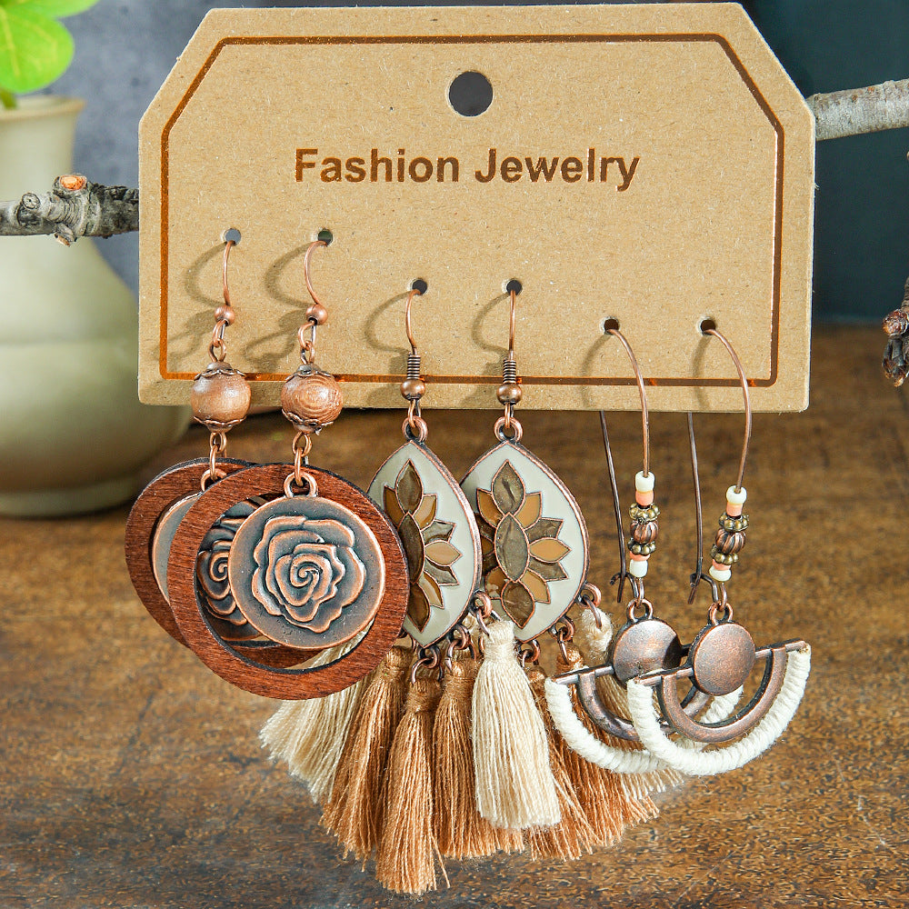 Wholesale Bohemian Retro Earring Set - Mix and Match Party Wear Jewelry Accessory