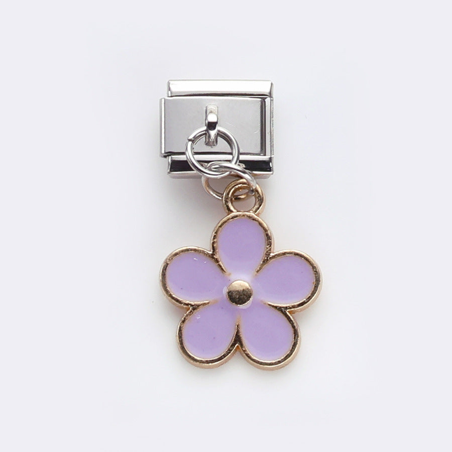 Wholesale 10pcs Italian Charm Bracelet 9mm DIY Splicing Potted Flower Pendant Stainless Steel Composable Bracelet