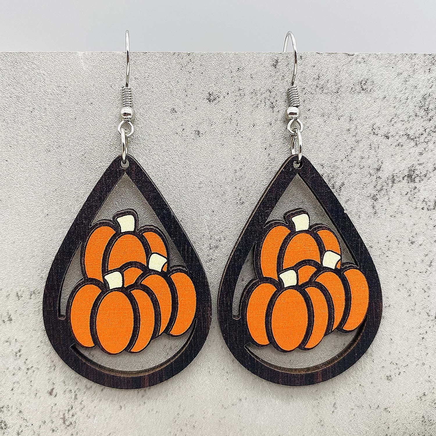 Wholesale  Thanksgiving Wooden Earrings Pumpkin Turkey Maple Leaf Print Drop Earrings