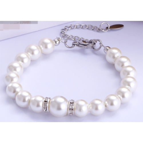Wholesale Diamond-encrusted pearl bracelet 8mm blue pearl white diamond ring love lettering bracelet