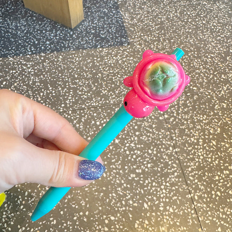 Wholesale Little turtle girl heart gel pen cute fruit and vegetable shape black  pen