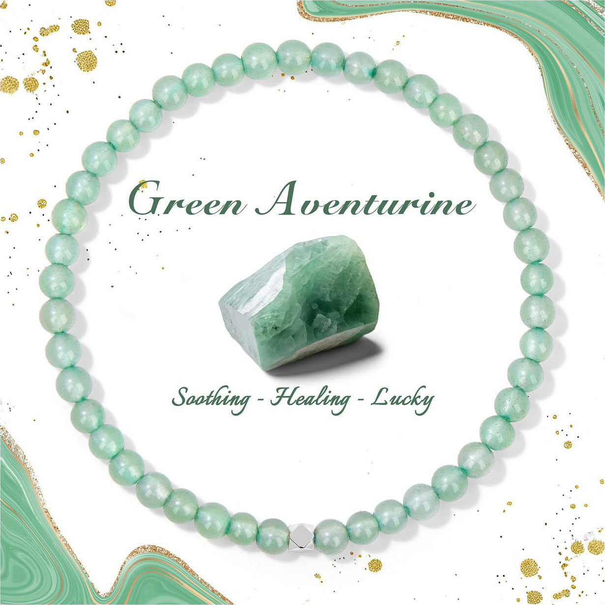 Wholesale Natural Crystal  Stainless Steel Beaded Stretch Rope Bracelet