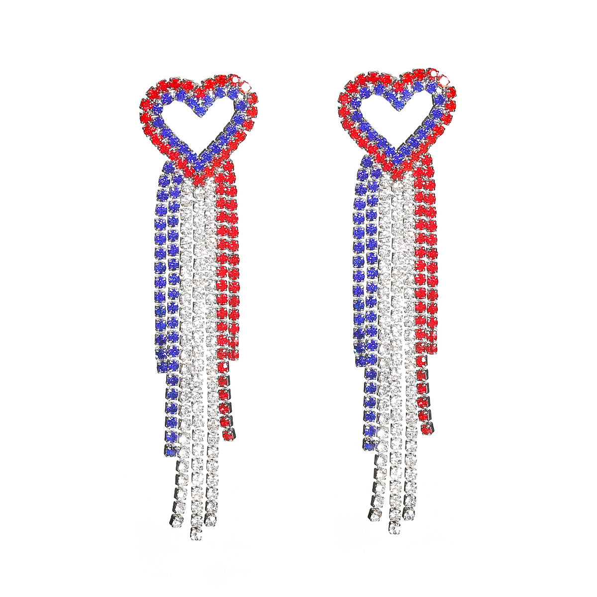 Wholesale Independence Day Exaggerated Long Tassel Love Earrings
