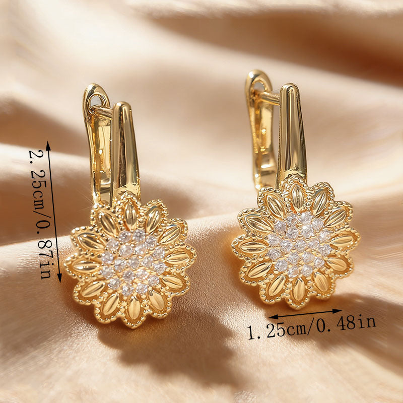 Wholesale Minimalist Floral Zircon Earrings Copper Fashion Accessory Boutique Resale