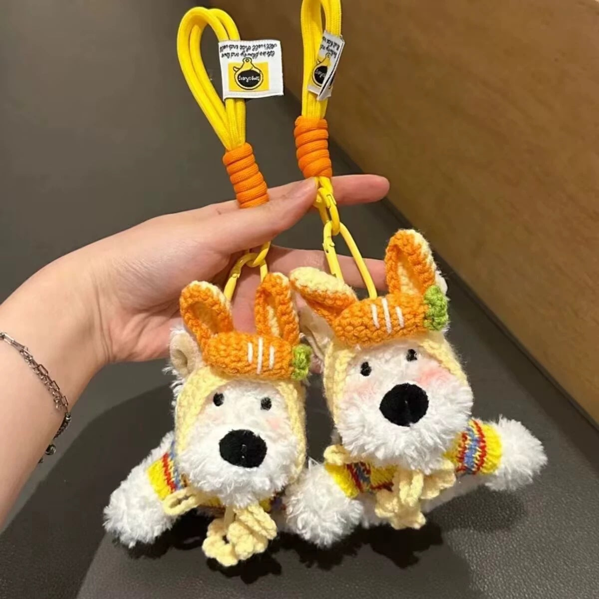 Wholesale Cute Flower  Puppy Plush Keychain