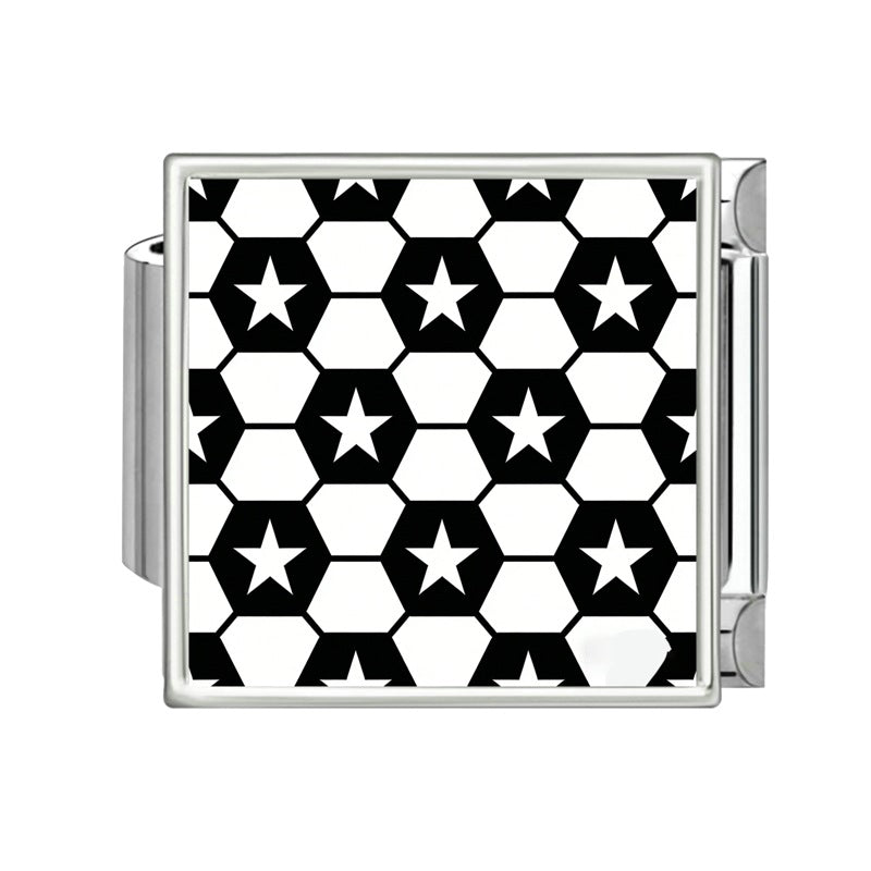 Wholesale Italian-Style Black and White Cat &  Star Patchwork Bracelet Stainless Steel DIY Jewelry Accessory
