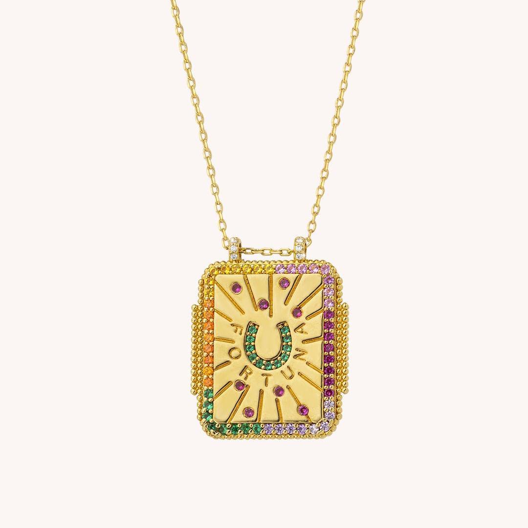 Wholesale  Square Brand Bohemian Art Retro Style Tarot Necklace