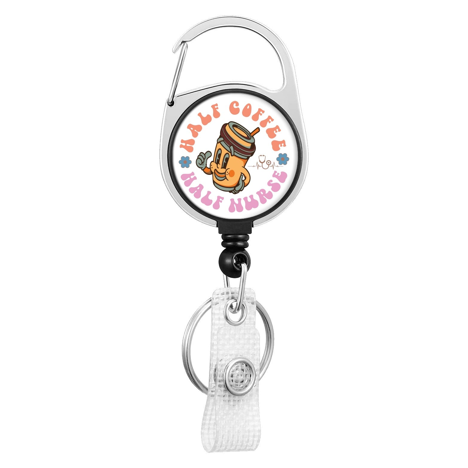 Wholesale Floral Alloy  Retractable Rotating Badge Keychain