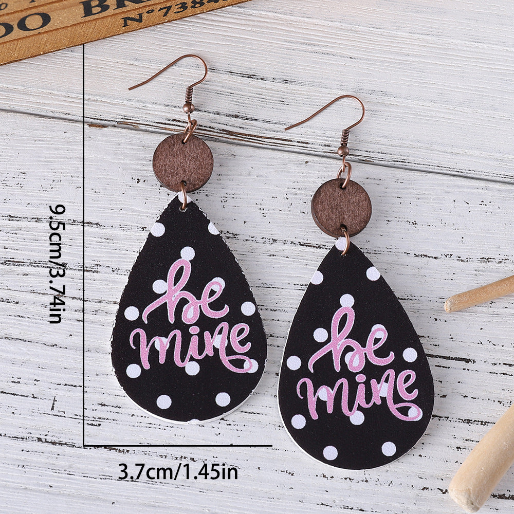 Wholesale Valentine' s Day Leather Heart Earrings