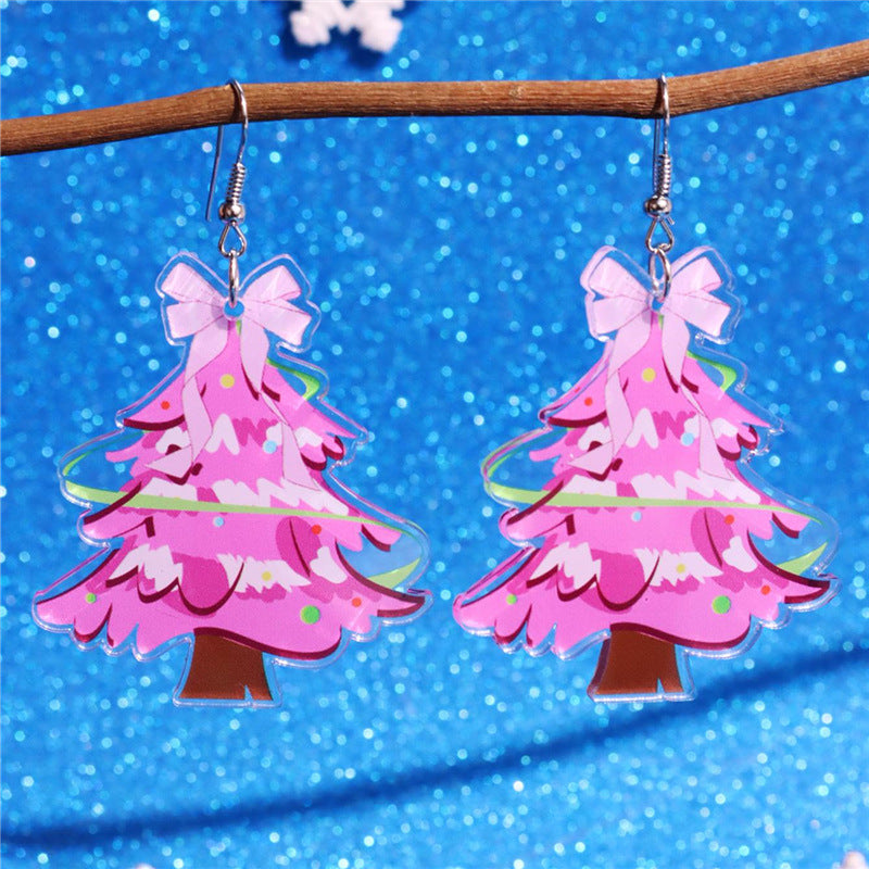 Wholesale Christmas Glitter Bookshelf Christmas Tree Earrings