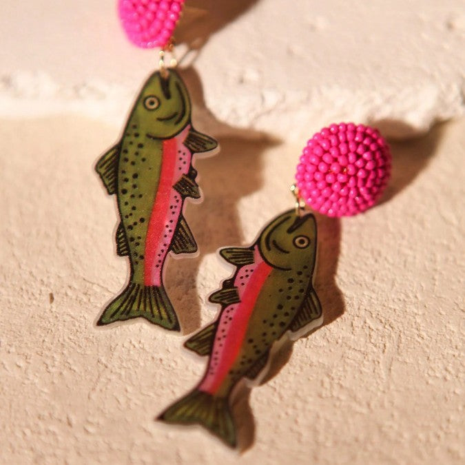 Wholesale Salted Fish Pendant Acrylic Earrings