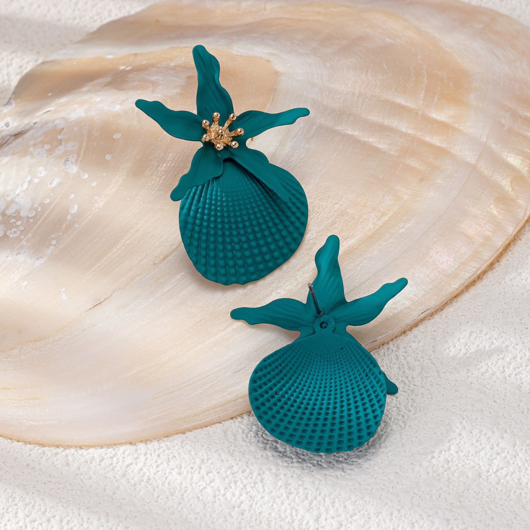 Wholesale Alloy Green Starfish Earrings For Women Summer Seaside Vacation Party Wear