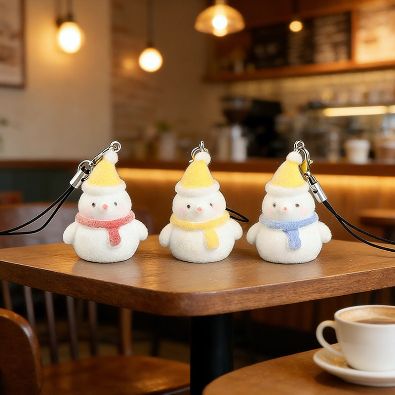 Wholesale Resin flocked Christmas pendant keychain