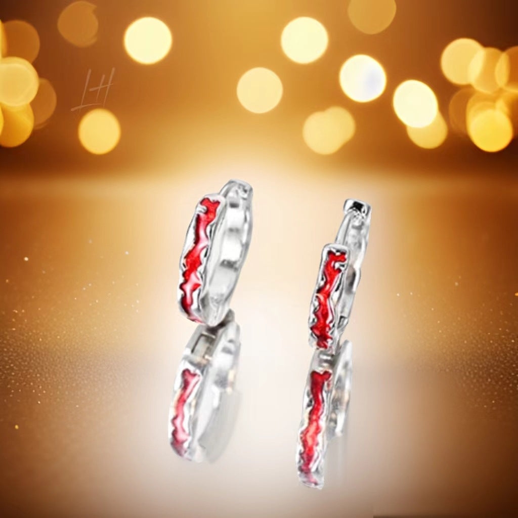 Wholesale red irregular texture earrings