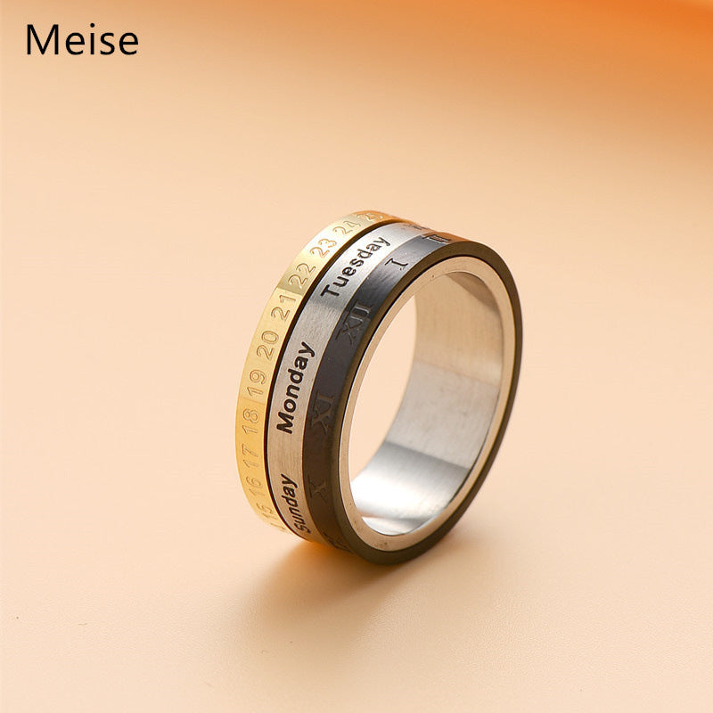 Wholesale titanium steel calendar ring