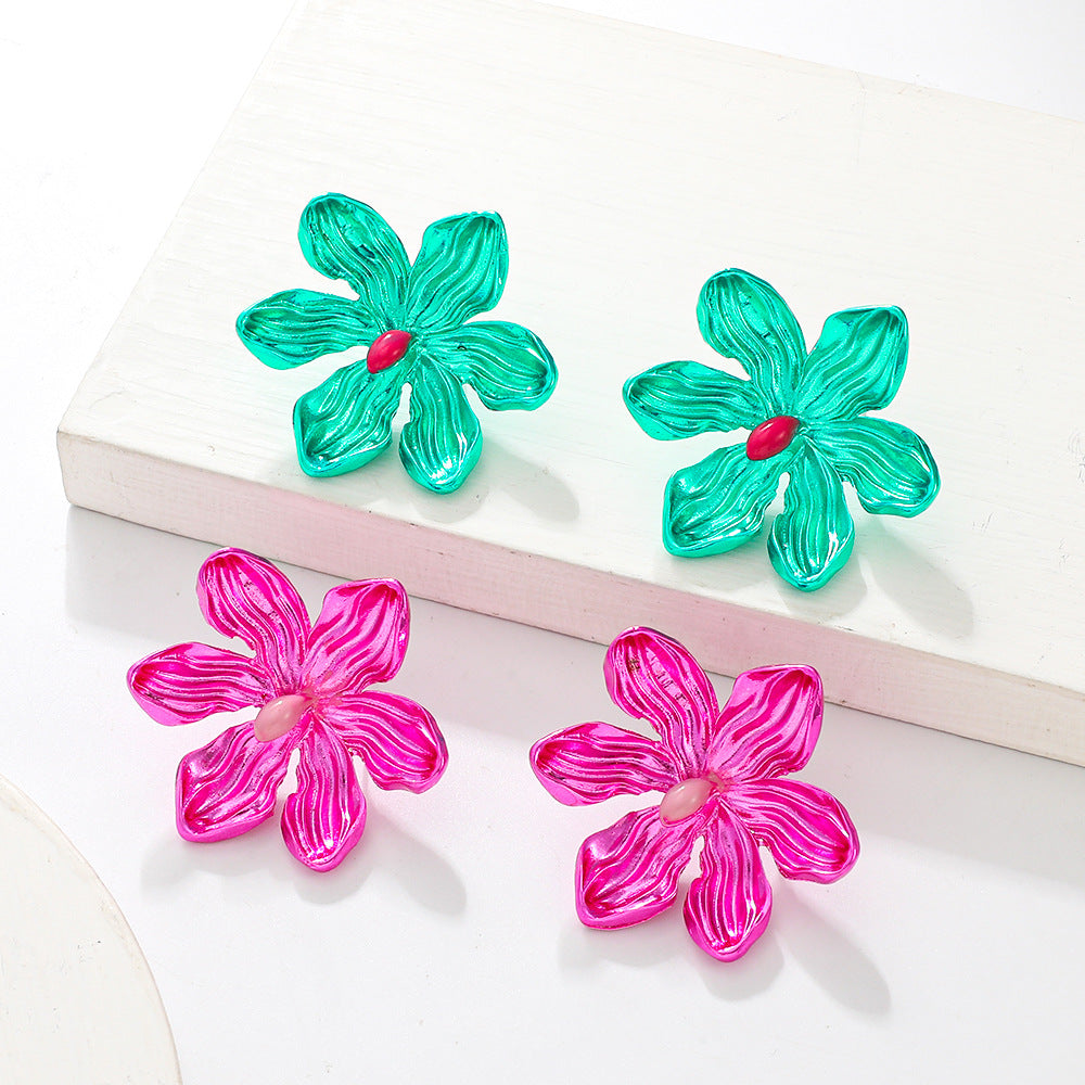 Wholesale Exaggerated Colorful Alloy Flower Earrings ACC-ES-MY019