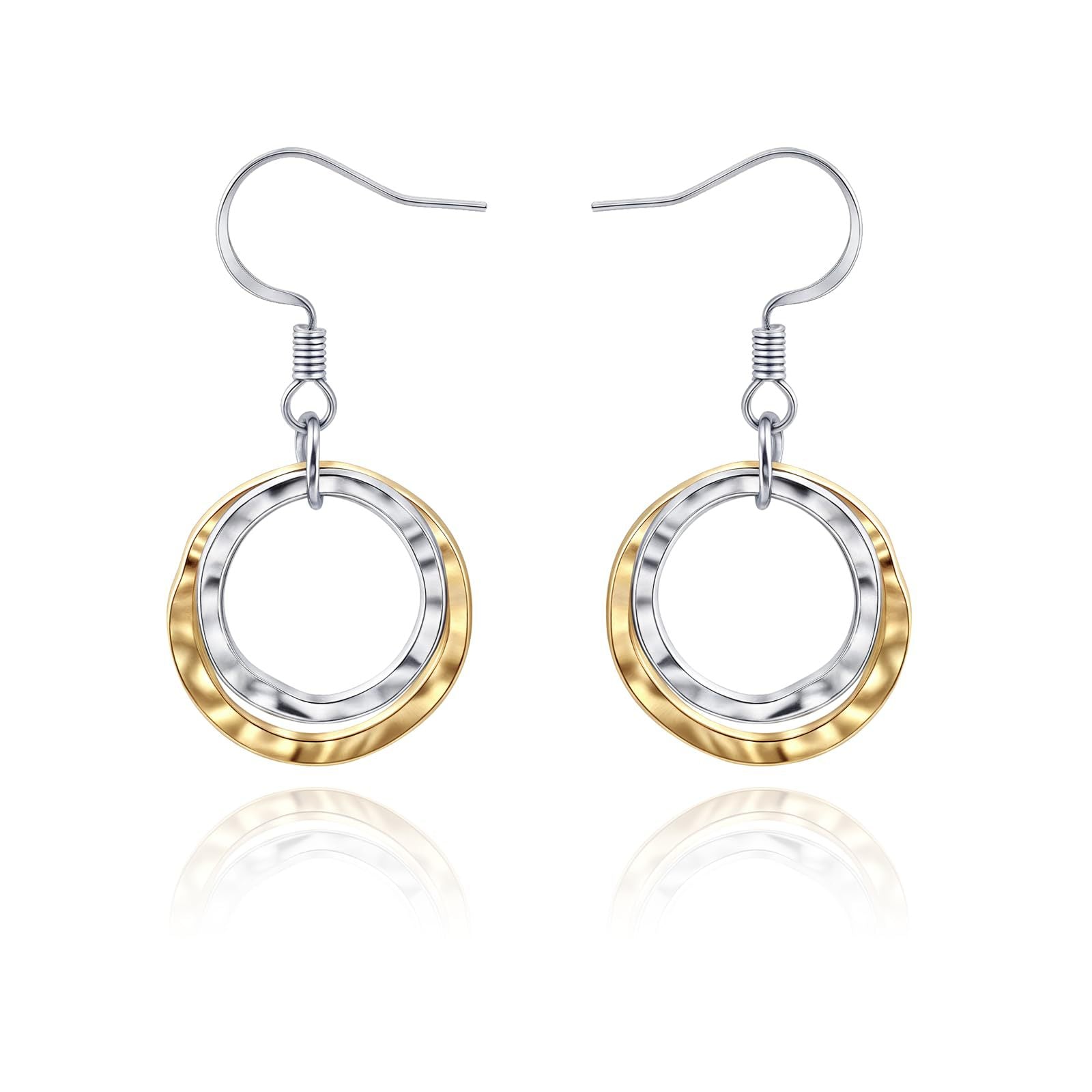 Wholesale Copper Plated Two-Tone Geometric Earrings for Women Chic Jewelry Accessory