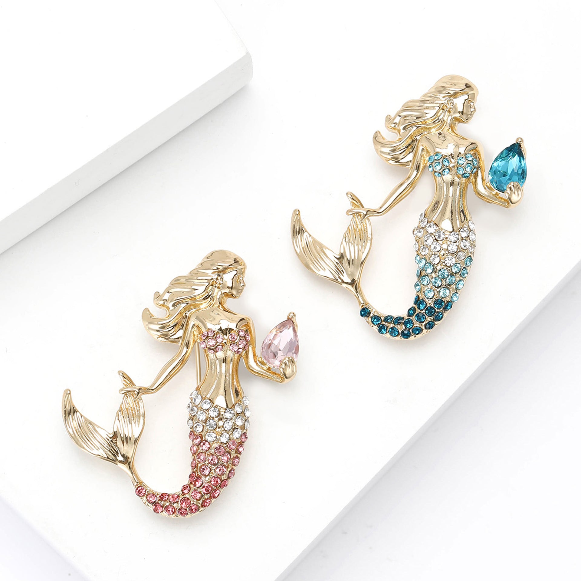 Wholesale Modern Mermaid Rhinestone Brooch Alloy Women S Casual Chic Fashion Jewelry Accessory For Everyday Wear