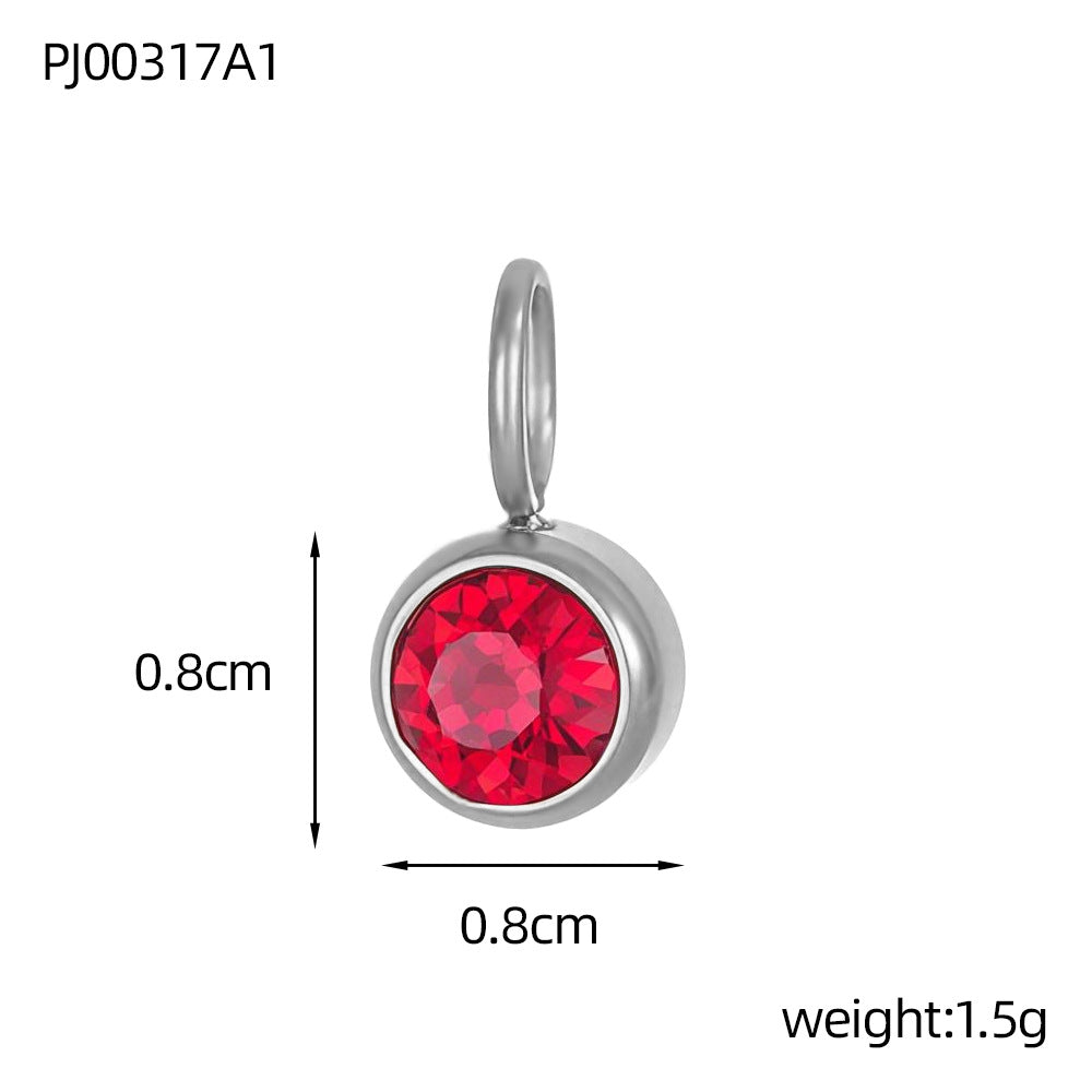 Wholesale Stainless steel birthday stone DIY color pendant
