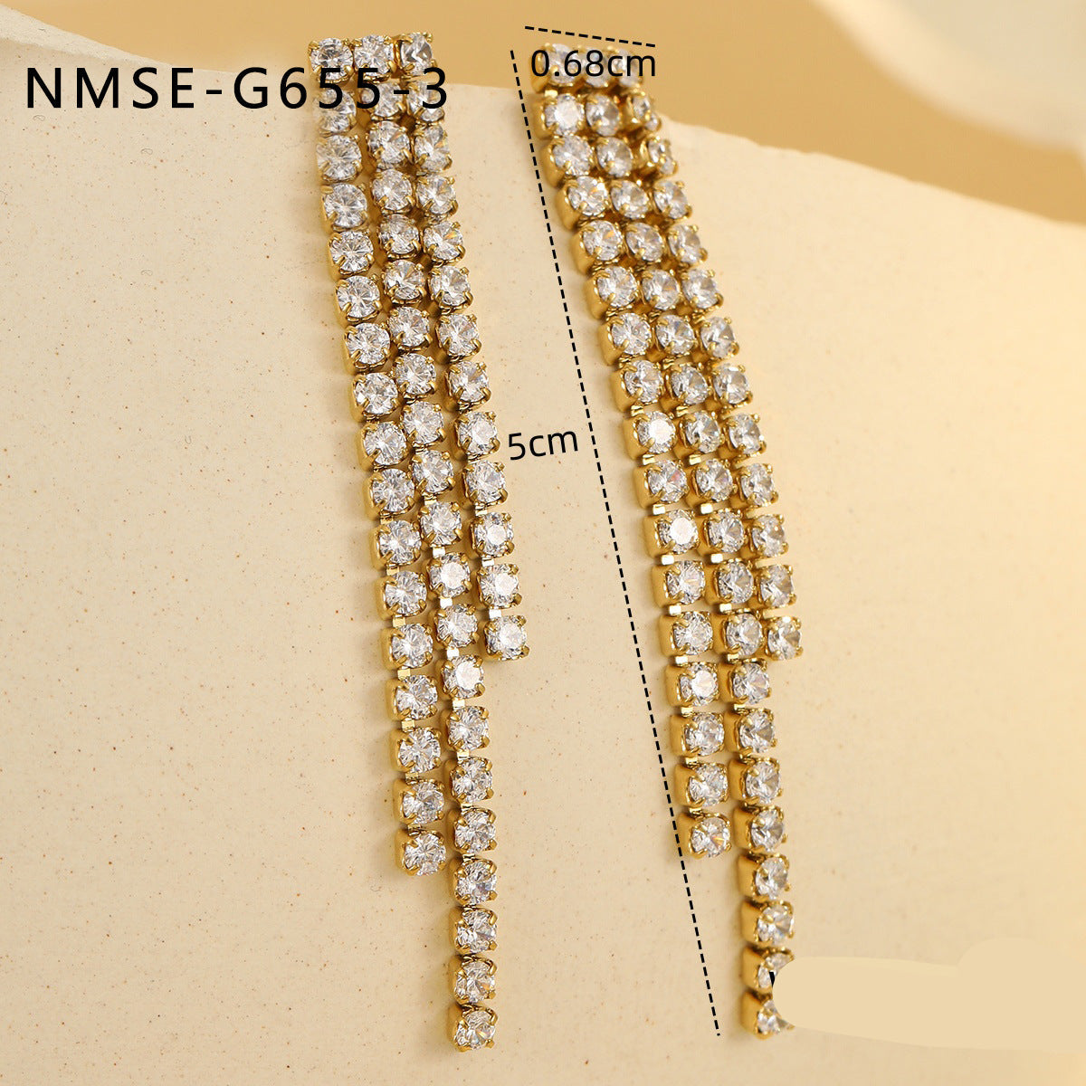 Wholesale  stainless steel  zircon tassel 18K earrings