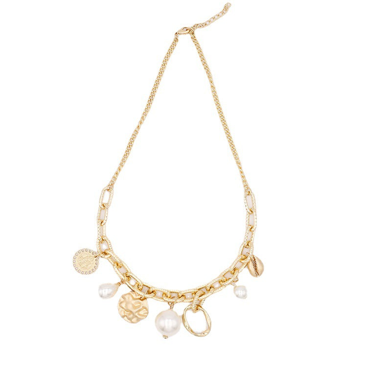 Wholesale fashion metal chain pearl pendant necklace jewelry