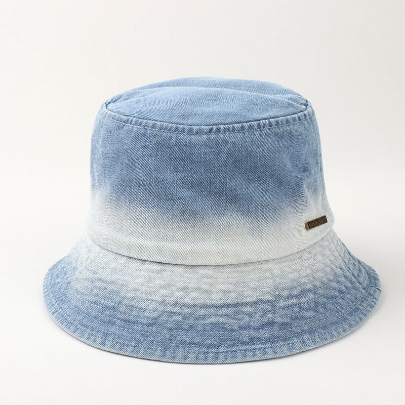 Wholesale  Denim fisherman hat  washed fashion gradient color basin hat sun protection sun hat bucket hat