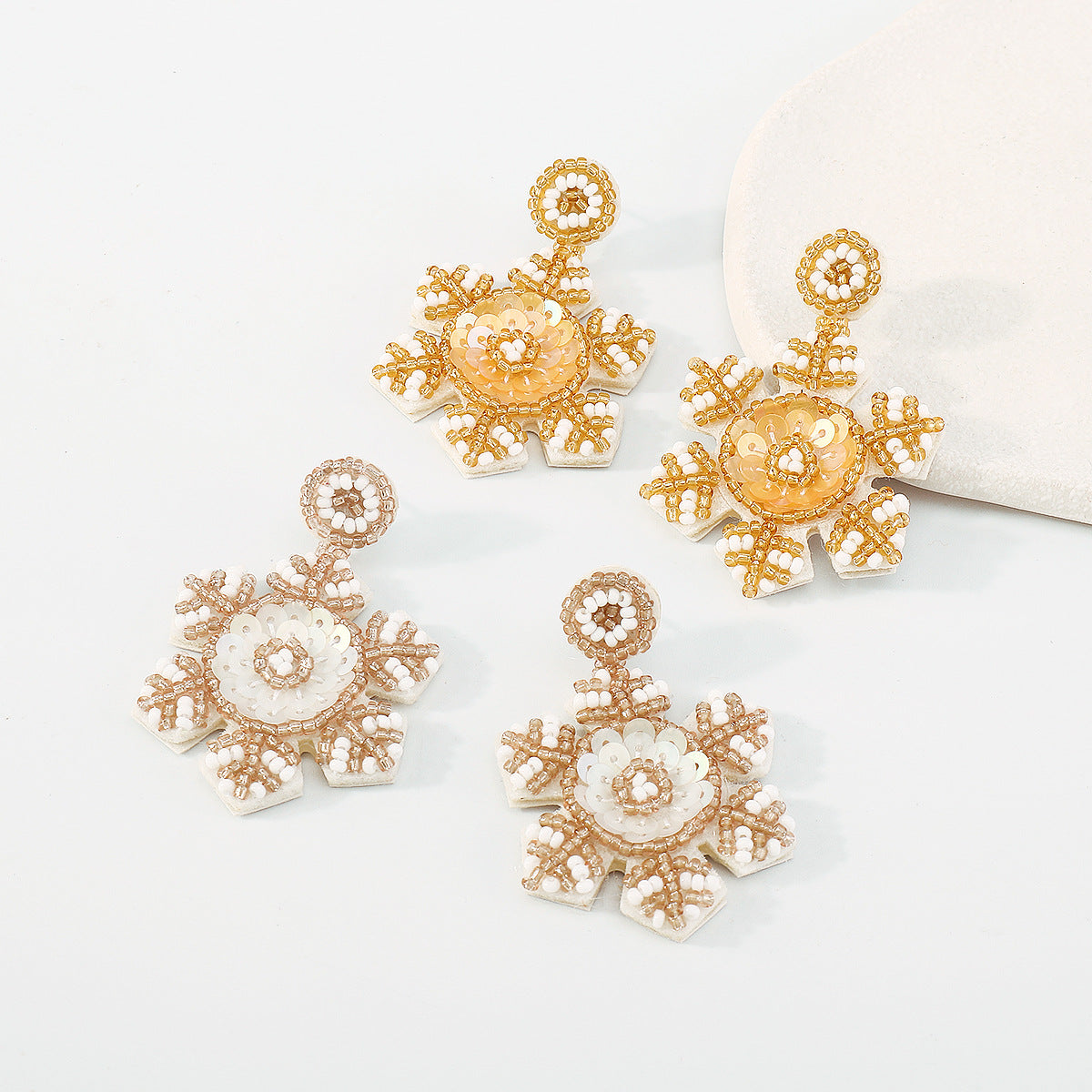 Wholesale  Christmas snowflake beaded sequins handmade earrings