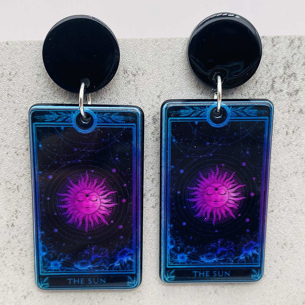 Wholesale Halloween Skull Tarot Card Double-Sided Acrylic Pendant Earrings