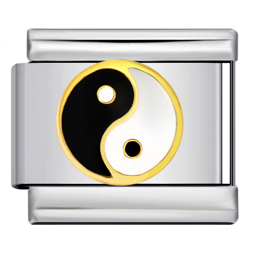 Bracciale modulo italiano all'ingrosso Bracciale a goccia d'olio placcato oro con saldatura in acciaio al titanio fai da te