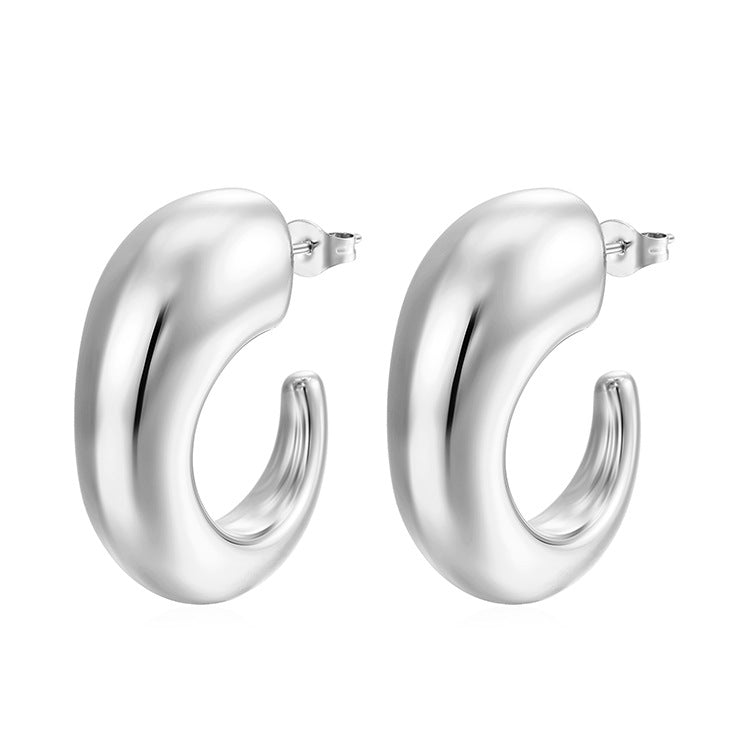 Wholesale Irregular C-shaped Geometric 18k Gold Plated Stainless Steel Earrings ACC-ES-MuShan027