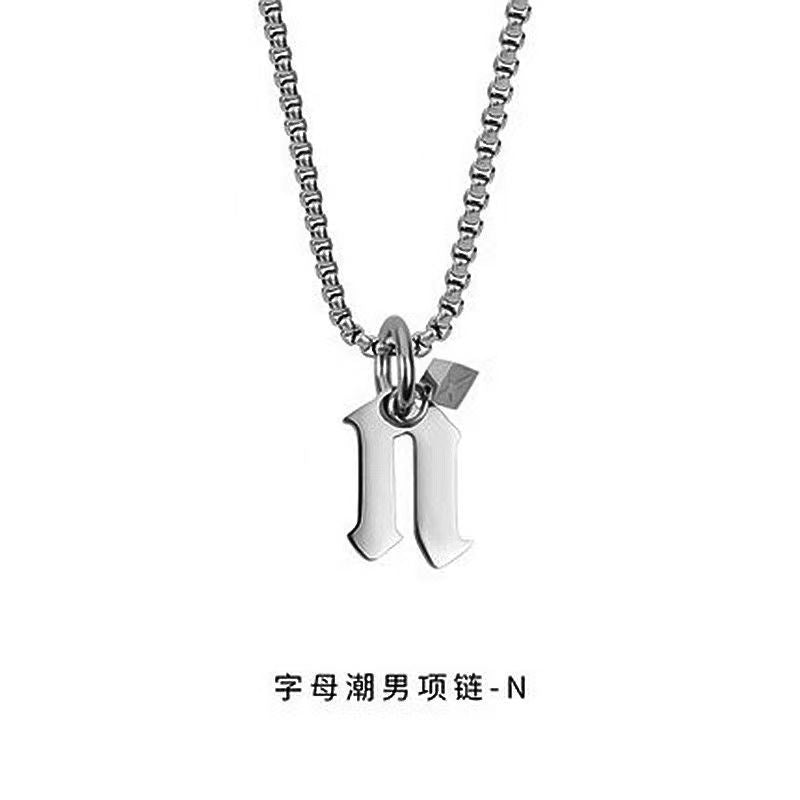 Wholesale Men's 26 Alphabet Titanium Steel Necklace