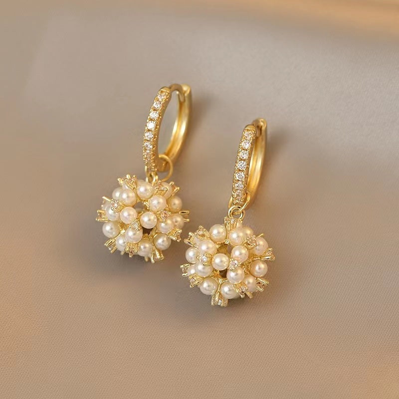 Wholesale Pearl Zircon Pendant Earrings ACC-ES-Qiyou007