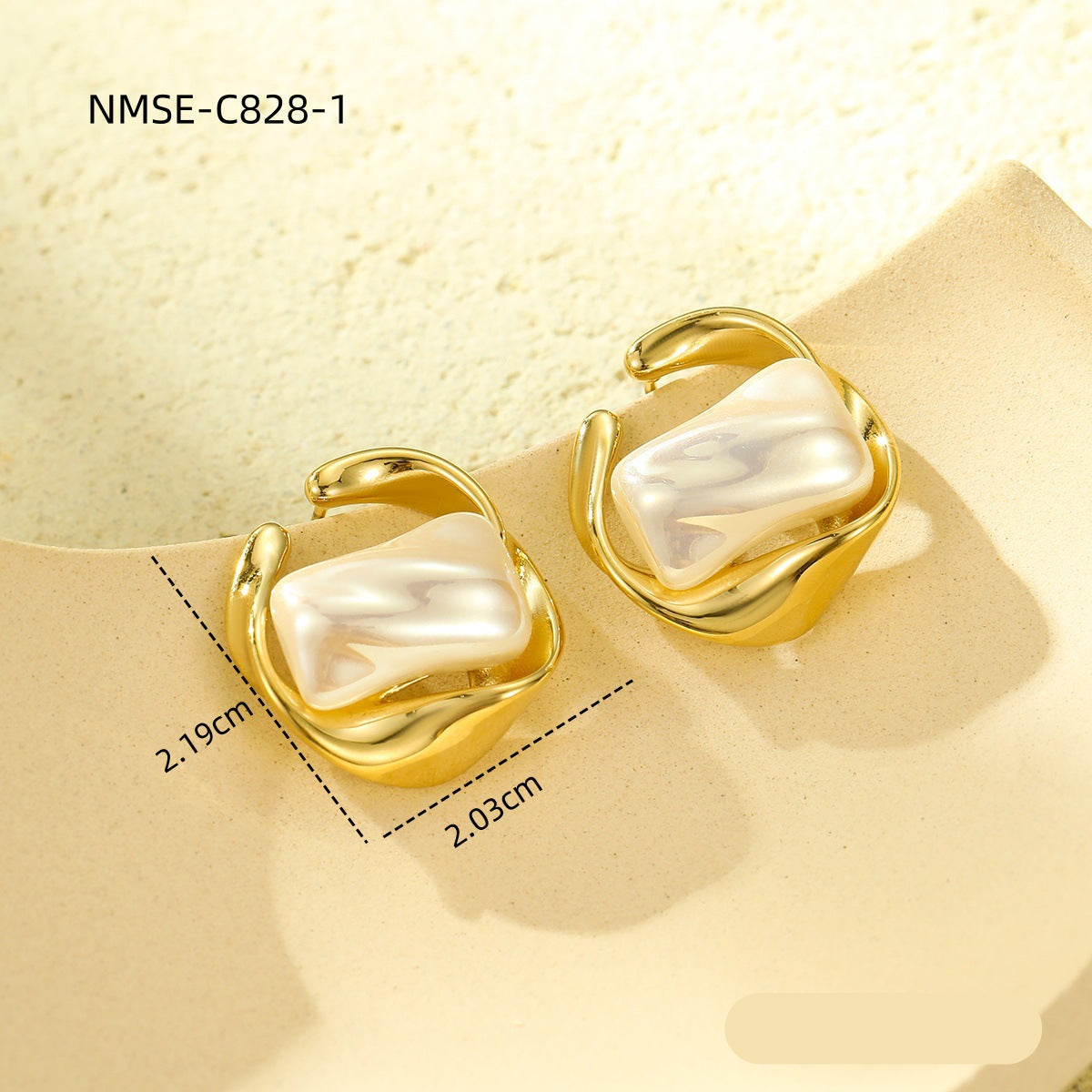 Wholesale Titanium Steel Irregular Geometric Pearl Light Luxury Earrings