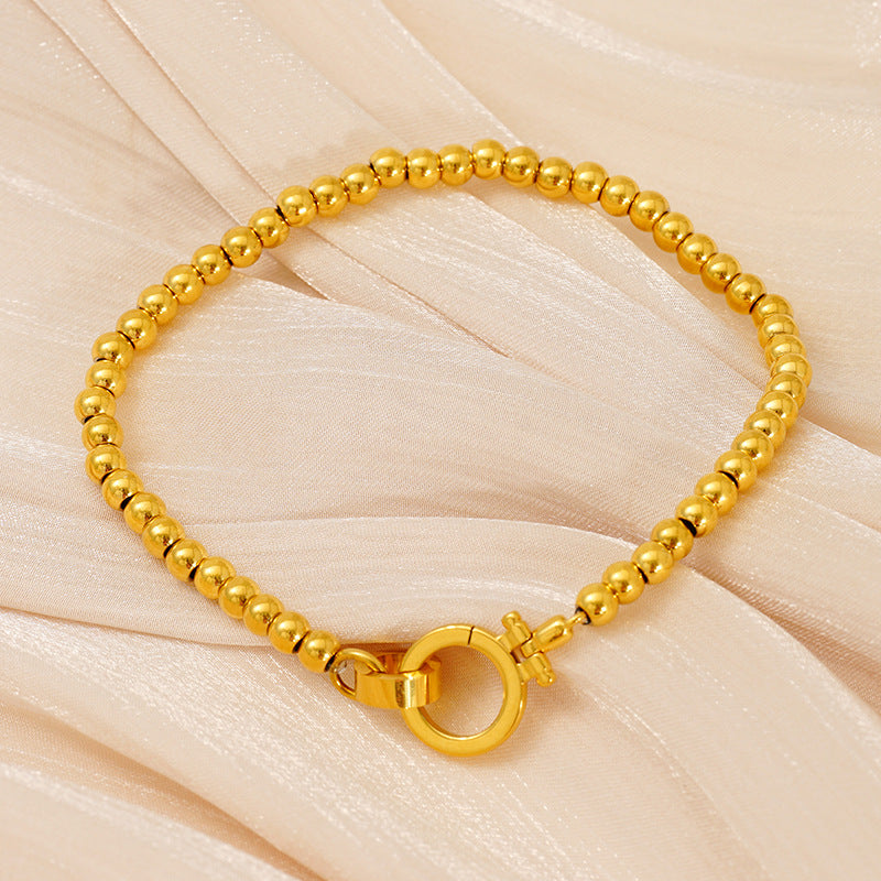 Wholesale Beaded bracelet jewelry stainless steel plated 18K real gold bracelet